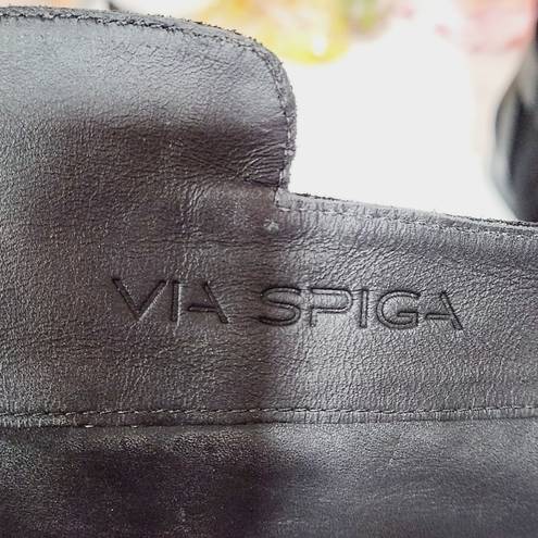 Via Spiga  Tall Boots Prish Riding Boots Black Suede Leather Sz 7.5