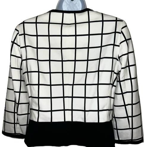 White House | Black Market  Black and White Graph Check Zip Front Jacket NWOT Sz. 4