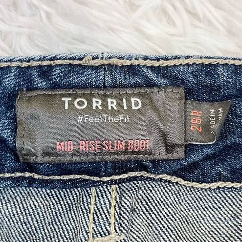 Torrid Mid-Rise Slim Fit Bootcut Blue Denim Jeans Plus Size 26 Regular (4X)