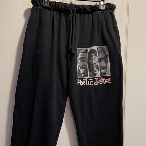 Justice Women's Poetic  Black Tupac Joggers Sweatpants Size Large GUC #7111