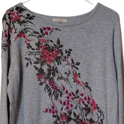 Dress Barn  Roz & Ali Gray Pink Floral KNit Sweater Pullover Women's XL