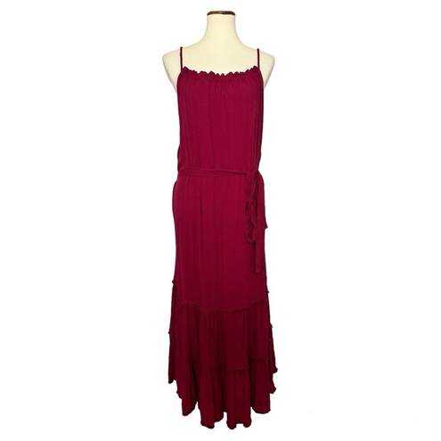 City Chic  Fringe Tier Maxi Dress in Rhubarb Casual Size L/20