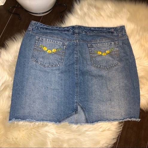 Jessica Simpson  vintage yellow rose patchwork denim skirt sz 20