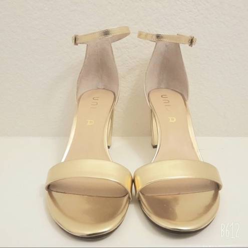 Unisa  Sandals Gold Ankle Strap Block Heel Size 11