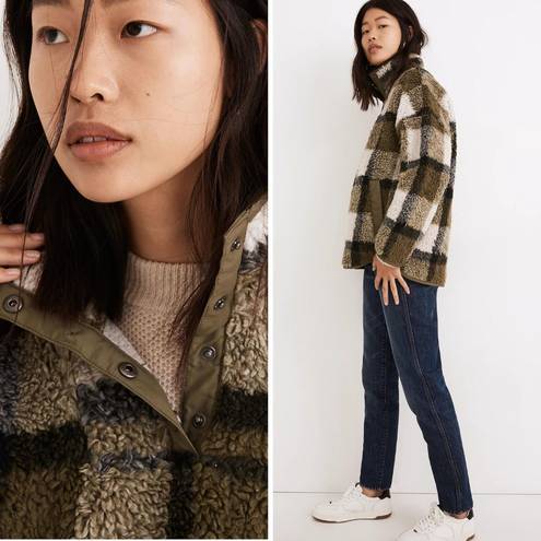 Madewell NEW  (Re)sourced Sherpa Popover Tunic Jacket in Plaid, M