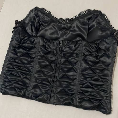  Vintage 90s Natori Quilted Sequins Black Corset Bustier Size Medium Rare