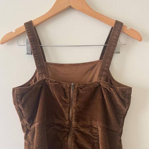 American Eagle Brown Corduroy Overalls Babydoll Mini Dress Size XS