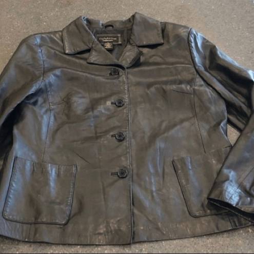 Croft & Barrow Y2K Leather  black leather jacket size L