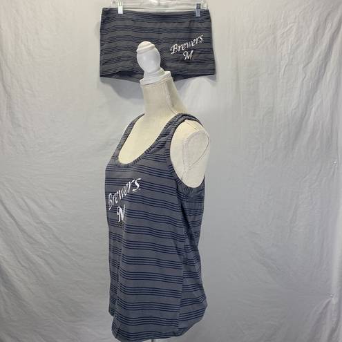 Genuine Merchandise Milwaukee Brewers Gray and Navy Blue Short PJ Set Size L