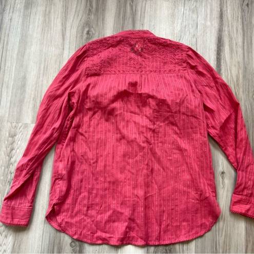 Pilcro  2 Pink Floral Lace Button Down Blouse