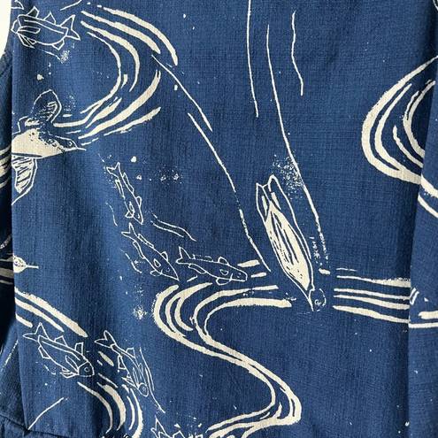 Patagonia Pataloha - Blue & White Loko l'a Stone Blue Fish Wrap Dress - Sz. 2