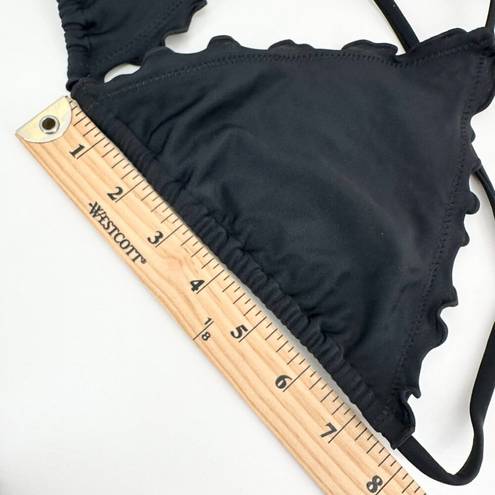 Relleciga  Bikini Womens Small Black Ruffle Triangle Swim Suit Strappy Tie Solid