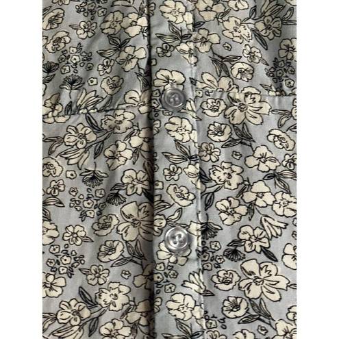 Krass&co Jones &  New York Tab Sleeve Light Blue Floral Full Button Top Sz 1X