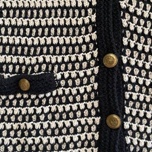 CAbi Black And White Checker Crocheted Cardigan