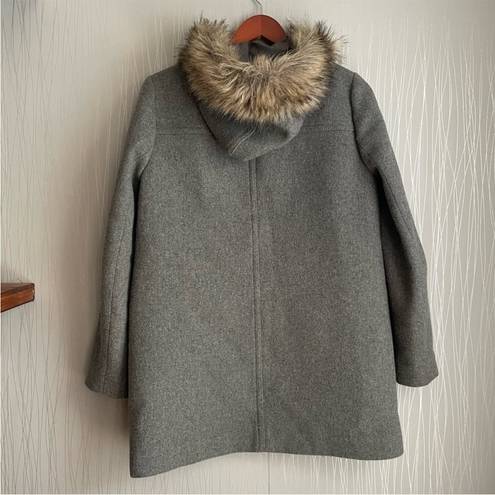 J.Crew  Mercantile Vail Faux Fur Gray Wool Parka Coat sz 6