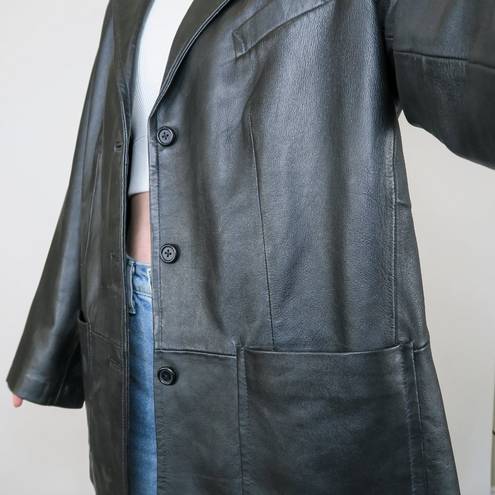 Style & Co Vintage 90s  Black Leather Blazer Jacket