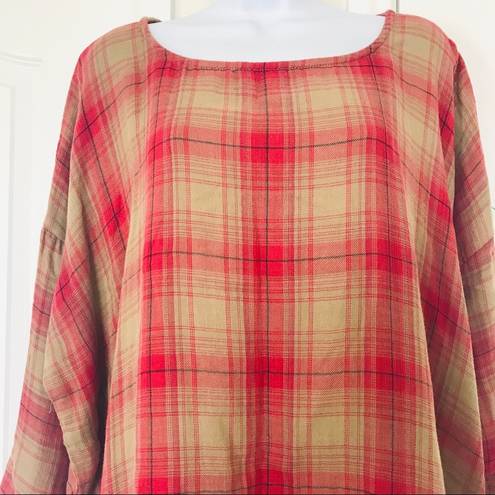 CP Shades  oversized cotton Plaid Tunic‎ blouse top Size XS