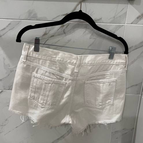 Rag and Bone  White Denim Mid-Rise Cut-Off Jean Shorts