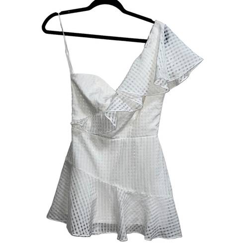 Amanda Uprichard NEW NWOT  Mckinnon Gingham One Shoulder Dress In White