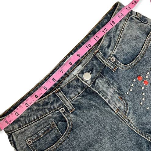 Cache 
Blue Medium Wash Vintage Studded 2 Flare Leg Jeans