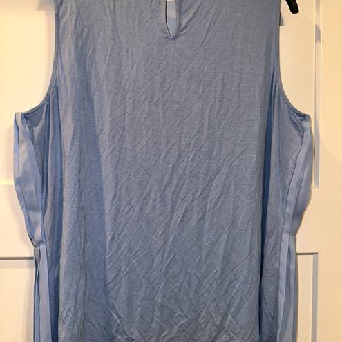 Calvin Klein  sleeveless pleated blouse Light Blue XL NWT