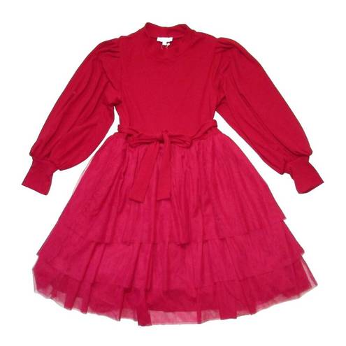 Krass&co NWT Ivy City . Short Cosette in Red Tiered Tulle Skirt Fit & Flare Dress XL