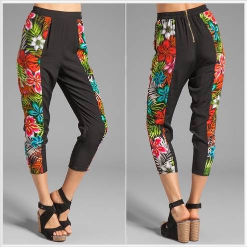 Line and Dot NWT  Rainbow Tropical Silk Pants Cropped Size Small S NEW