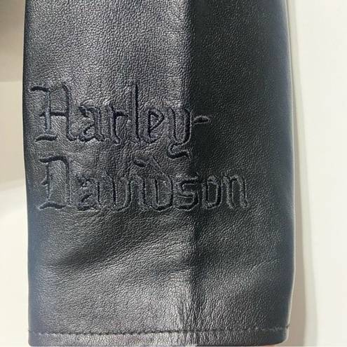 Harley Davidson  Black Leather Jacket Swarovski Crystal Gems Size Medium