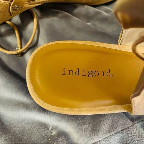 Indigo rd. Gadiva Lace Up Gladiator Sandal Flats Faux Suede Tan 8.5 M