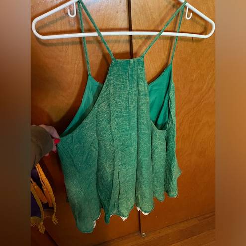 Umgee  green tank top with lace detail size medium