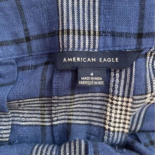 American Eagle   Blue & White Plaid Pleated Mini Skirt