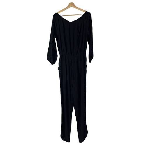 Nordstrom Fraiche by J Black Off Shoulder Long Sleeve Jumpsuit L