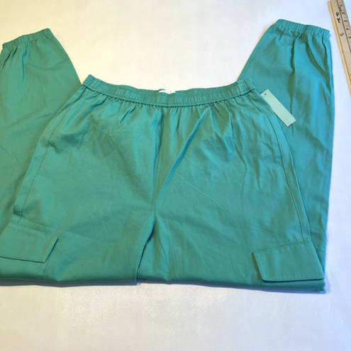 Abound  Womens Cargo Joggers Green Marine Size Medium Side‎ Pockets Banded Cuffs