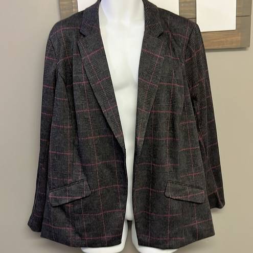 Torrid  Plaid Grey/Black/Purple One Button Aline Blazer- Size 3/3XL- NWOT