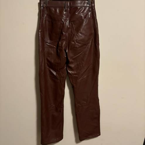 Abercrombie & Fitch  90s Straight Ultra High Rise Vegan Leather Pants Size 27 (4)