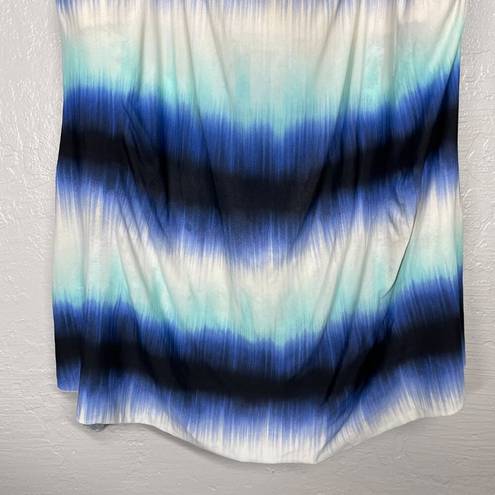 Cacique Swim by  Women Plus Size 24W Blue White Tie Dye Tankini Top Built in Bra