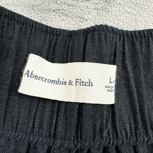 Abercrombie & Fitch Abercrombie Fitch Pants Womens Size Large Black Wide Leg Linen Blend Pull On