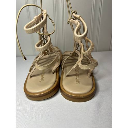 Stuart Weitzman  NWOB Kora Lace-Up Gladiator Sandal beige Size 8 $395 New Roman