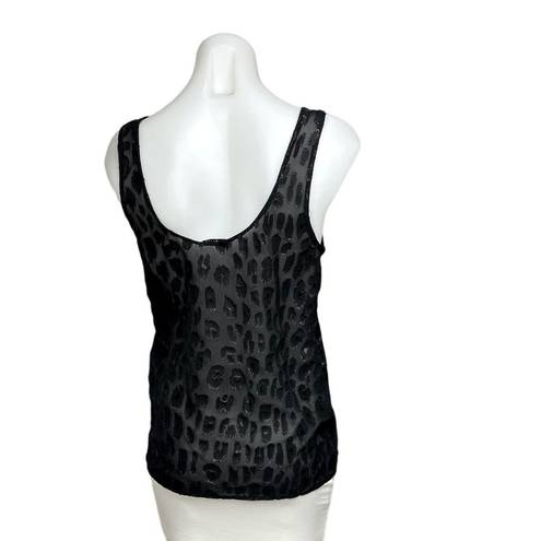 Equipment  $158 Kaylen Black Silk Animal Leopard Print Sleeveless Tank Top Sz XS