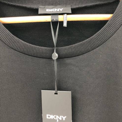 DKNY  Mixed-Media Lace-Trim Sweatshi Black L