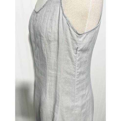 J.Jill  Tank Dress Pleated Sleeveless Scoop Neck Side Zip Linen Gray Medium