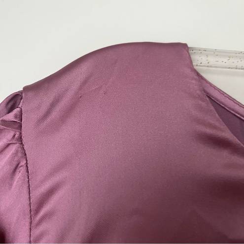 Petal and Pup  Opal Mauve Purple Satin Long Balloon Sleeve Wrap Mini Dress 16