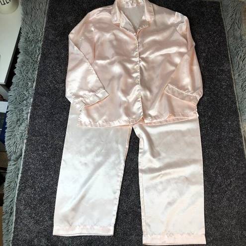 Oscar de la Renta  Size Small Vintage Pink Label Satin Pajamas Pink