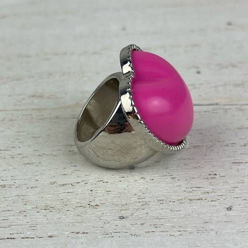 Bubblegum 💕 VTG Y2K  Pink Heart Ring Silver Tone Band 3D Puffy Heart Size 6