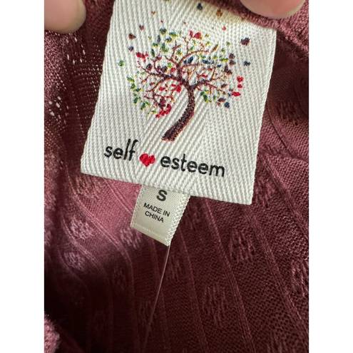 Self Esteem  Womens Cardigan Sz S Rose Brown Pointelle Double Tie Y2K NEW 90s