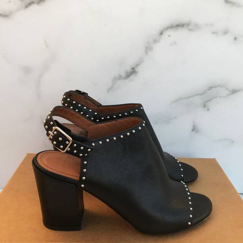 Givenchy women’s studded black leather slingback mules booties IT 35.5 US 5.5