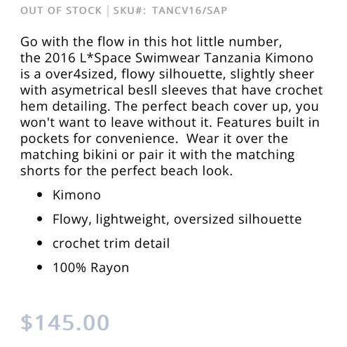 l*space L* Swimwear Tanzania Kimono