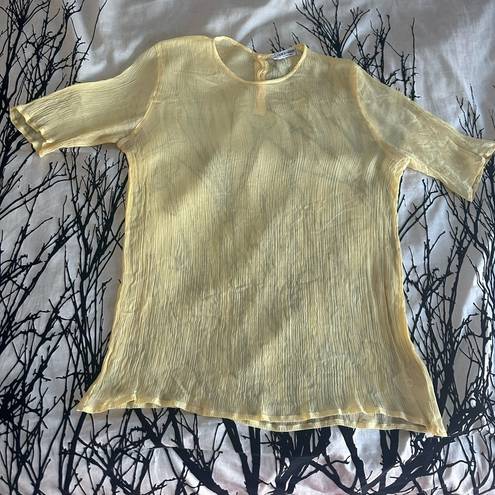 Giorgio Armani Vintage  unicorn top! Beautiful yellow, sheer, silk blend, flaws