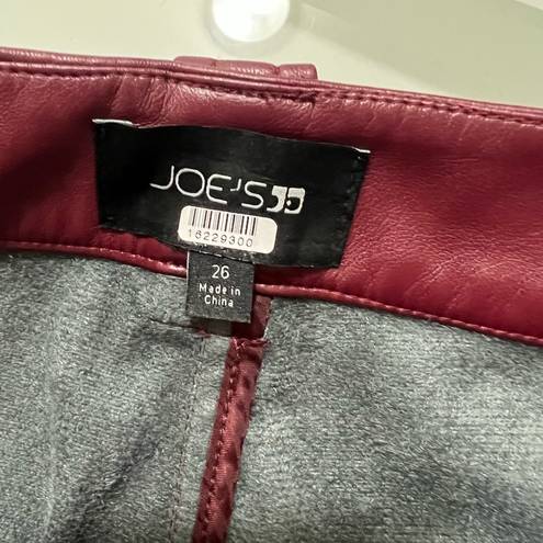 Joe’s Jeans FLAWED  Red Mia Vegan Leather Pants Size 26 US $198