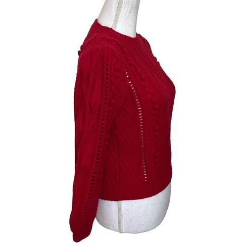 Krass&co  Cashmere Blend Wool Cable Knit Pullover Sweater Red Boxy Women’s Size Small